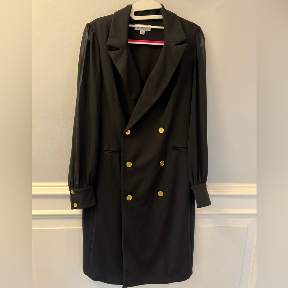 Shelby & Palmer Black Long Sleeve Double-Breasted Dress with Gold Buttons